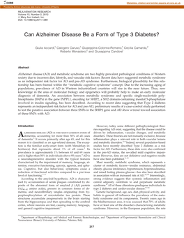 Can Alzheimer Disease Be a Form of Type 3 Diabetes?