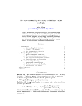 The Representability Hierarchy and Hilbert's 13Th Problem