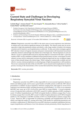 Current State and Challenges in Developing Respiratory Syncytial Virus Vaccines