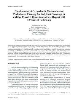 Combination of Orthodontic Movement and Periodontal Therapy for Full Root Coverage in a Miller Class III Recession: a Case Report with 12 Years of Follow-Up
