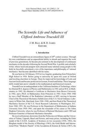 The Scientific Life and Influence of Clifford Ambrose Truesdell