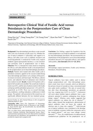 Retrospective Clinical Trial of Fusidic Acid Versus Petrolatum in the Postprocedure Care of Clean Dermatologic Procedures