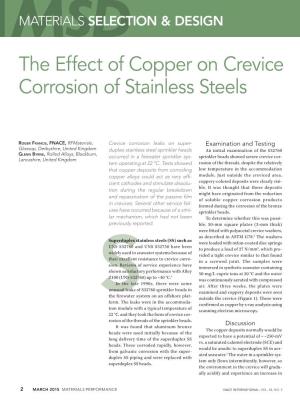 The Effect of Copper on Crevice Corrosion of Stainless Steels
