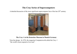 The Cray Series of Supercomputers