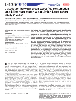 Association Between Green Tea⁄ Coffee Consumption and Biliary Tract