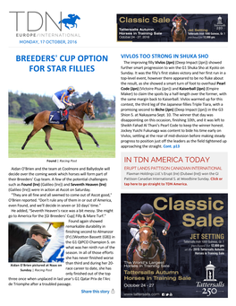 Breeders= Cup Option for Star Fillies