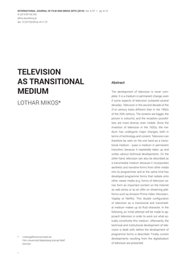 Television As Transitional Medium Lothar Mikos