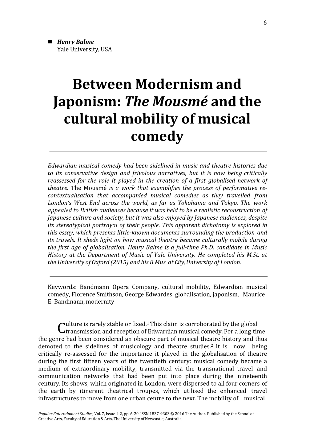 The Mousmé and the Cultural Mobility of Musical Comedy