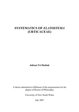 Systematics of Elatostema (Urticaceae)