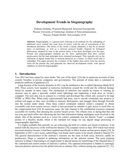 Development Trends in Steganography