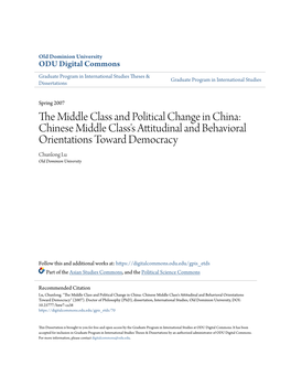 The Middle Class and Political Change in China