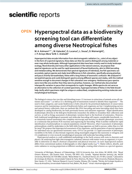 Hyperspectral Data As a Biodiversity Screening Tool Can Differentiate