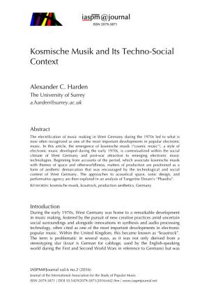 Kosmische Musik and Its Techno-Social Context