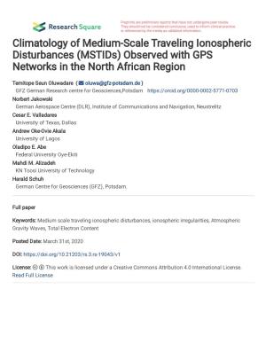 Mstids) Observed with GPS Networks in the North African Region