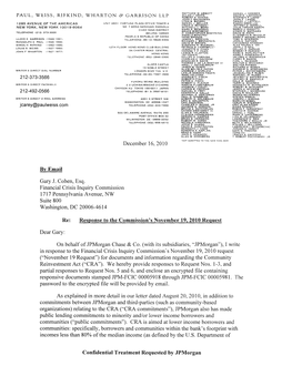 2010-12-16 Jpmorgan Counsel Letter to FCIC.Pdf