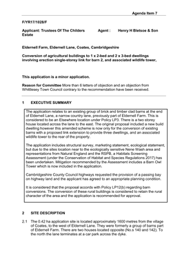 Agenda Item 7 F/YR17/1028/F Applicant: Trustees of the Childers Estate Agent : Henry H Bletsoe & Son Eldernell Farm, Eldern