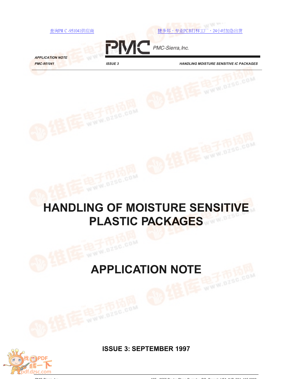 Handling of Moisture Sensitive Plastic Packages