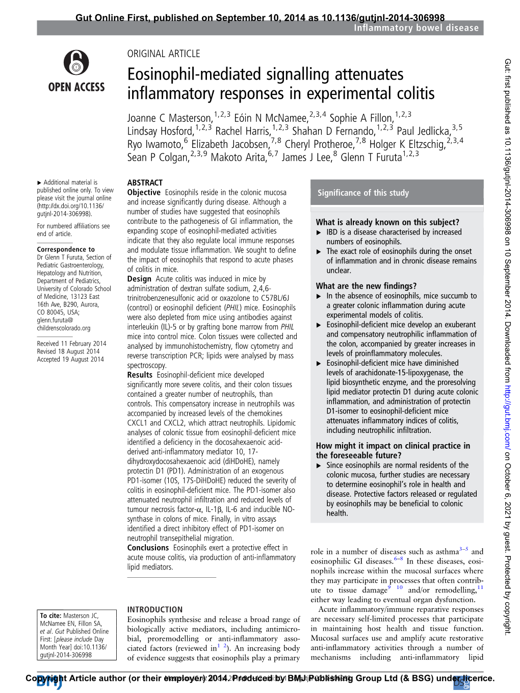 Eosinophil-Mediated Signalling Attenuates Inflammatory Responses