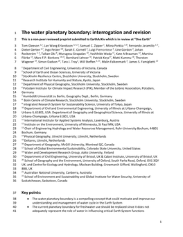 The Water Planetary Boundary: Interrogation and Revision