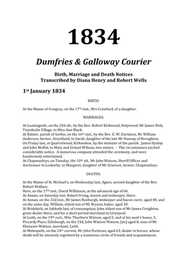 1834 Dumfries & Galloway Courier