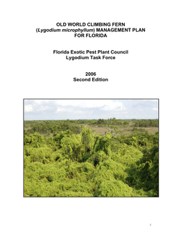 Lygodium Management Plan