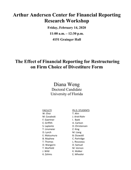 Arthur Andersen Center for Financial Reporting Research Workshop