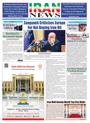 Zanganeh Criticizes Europe for Not Buying Iran