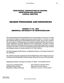 Seabed Processes and Resources