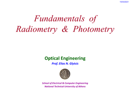 Fundamentals of Radiometry & Photometry