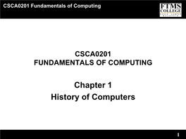 Chapter 1 History of Computers