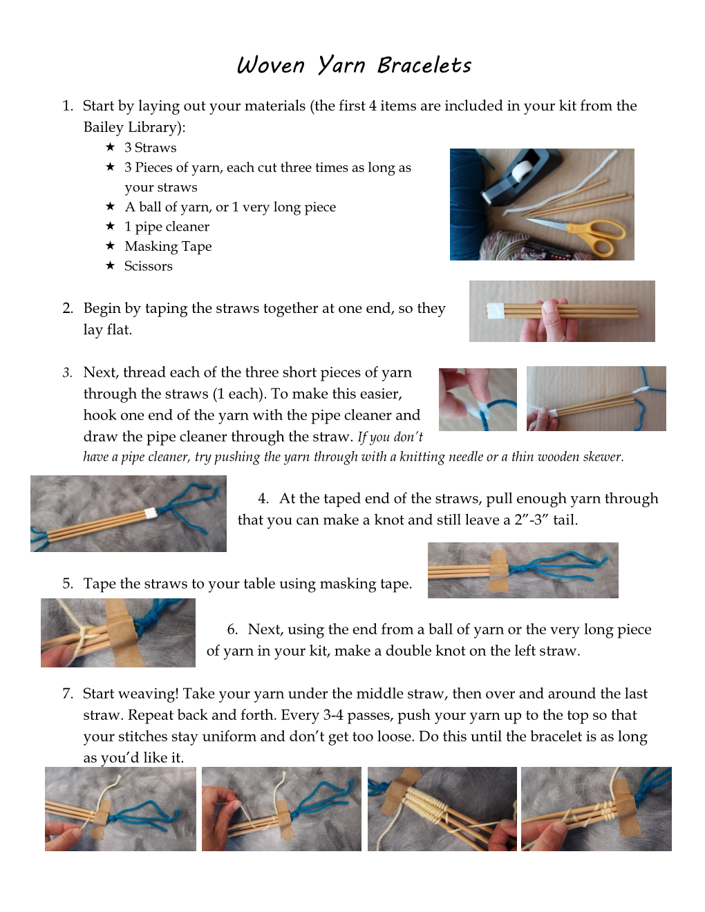 Woven Yarn Bracelet Instructions