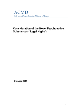 Consideration of the Novel Psychoactive Substances (‘Legal Highs’)