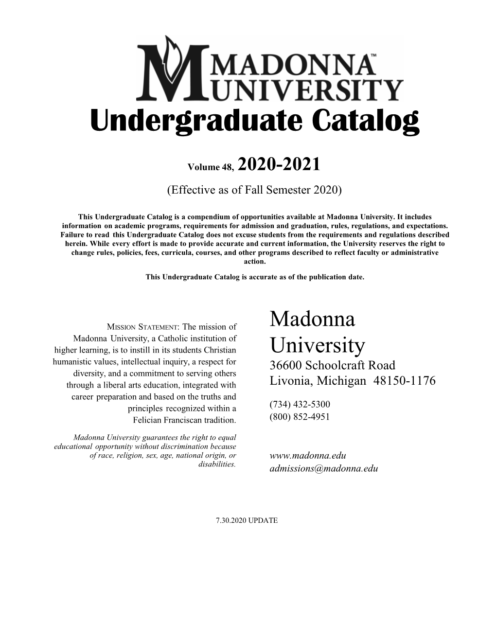 Undergraduate Catalog : 2020-2021