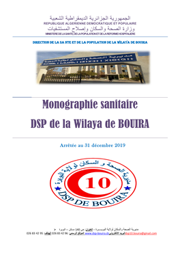 Monographie Sanitaire DSP De La Wilaya De BOUIRA