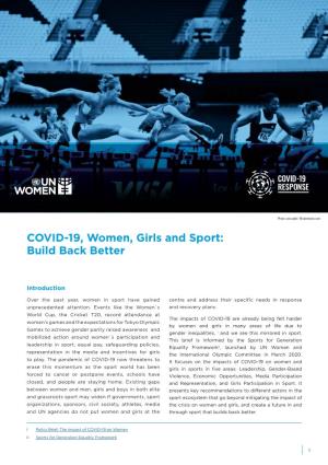 COVID-19, Women, Girls and Sport: Build Back Better