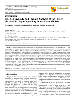 Species Diversity and Floristic Analysis of the Family Poaceae in Libya Depending on the Flora of Libya