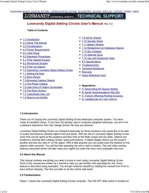 Losmandy EQ Mount Digital Setting Circles Manual