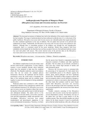(Rhizophora Mucronata and Avicennia Marina): an Overview