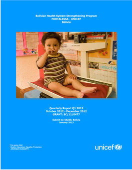 Bolivian Health System Strengthening Program FORTALESSA - UNICEF Bolivia