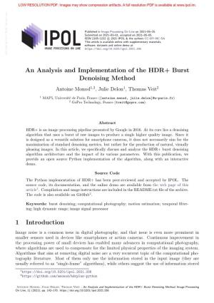 An Analysis and Implementation of the HDR+ Burst Denoising Method