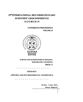 19Th INTERNATIONAL MULTIDISCIPLINARY SCIENTIFIC GEOCONFERENCE SGEM2019