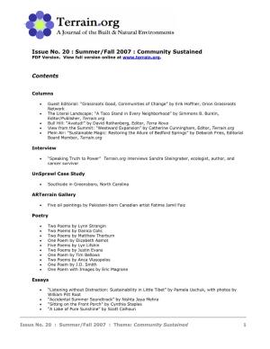 Summer/Fall 2007 : Community Sustained PDF Version