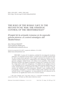 The Role of the Roman Navy in the Second Punic War: the Strategic Control of the Mediterranean*