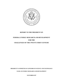 Report to the President on Federal Energy Research and Development