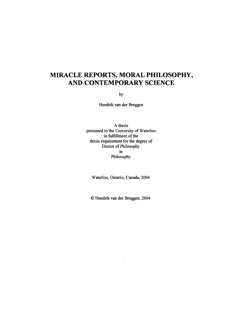 Miracle Reports, Moral Philosophy, and Contemporary Science