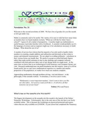 Newsletter No. 31 March 2004