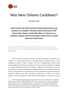 Was New Orleans Caribbean?