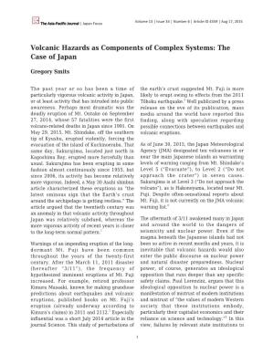 Volcanic Hazards As Components of Complex Systems: the Case of Japan