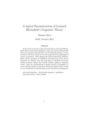 A Logical Reconstruction of Leonard Bloomfield's Linguistic Theory
