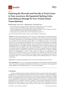 Exploring the Diversity and Novelty of Toxin Genes in Naja Sumatrana, the Equatorial Spitting Cobra from Malaysia Through De Novo Venom-Gland Transcriptomics